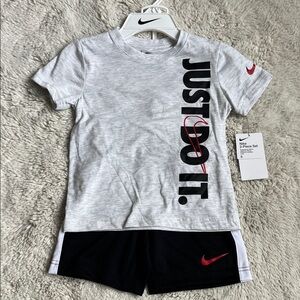 Nike Kids Gray and Black 'Just Do It' Tee Set
